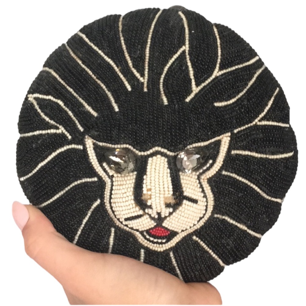 VINTAGE | LION Box Purse OOAK 80s Hand Beaded
